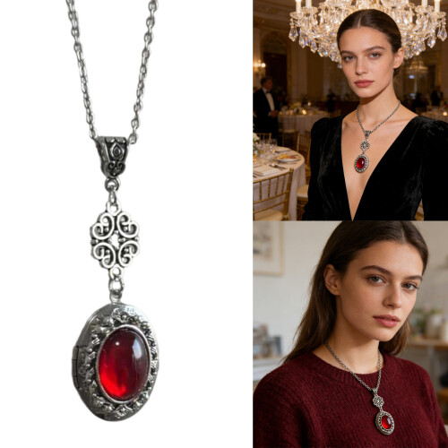 Collier pendentif ovale gothique victorien, bijoux avec-4 2