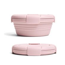 1100ml Silicone Folding Lunch Box Travel Bowl Portable Telescopic Food Storage Container Picnic Bento Box Microwaveable (Nordic Pink)