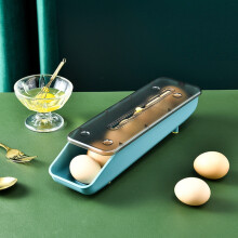 Sold in sets of 2. Automatically spaced egg storage box, refrigerator food storage container (deep sea blue).
