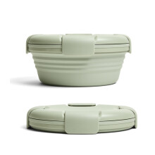 1100ml Silicone Folding Lunch Box Travel Bowl Portable Telescopic Food Storage Container Picnic Bento Box Microwaveable (Nordic Green)
