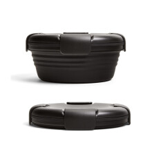 1100ml Silicone Folding Lunch Box, Travel Bowl, Portable Telescopic Food Storage Container, Picnic Bento Box, Microwaveable (Black)