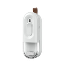 Mini sealing machine, household battery-operated sealing device, food and snack bag opener and sealer (white)