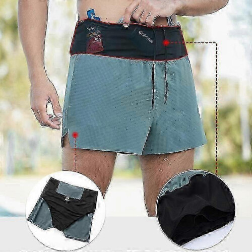 (black, 2XL) Marathon shorts compatible with men quick dry training with multi-pocket design 2