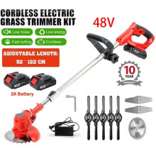 Cordless 48V Grass Trimmer Electric Strimmer Garden Edger Cutter with 2 Batteries