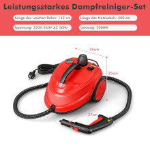 Limpiador a vapor de alta presión, 2000 W, juego de 15 piezas, color rojo