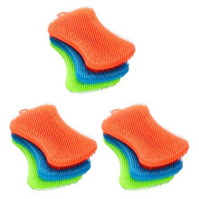 9PCS Silicone Dish Washing Brush Pot Pan Sponge Scrubber Silicone Scouring Pad Fruit Pot Pan Wash Brushes