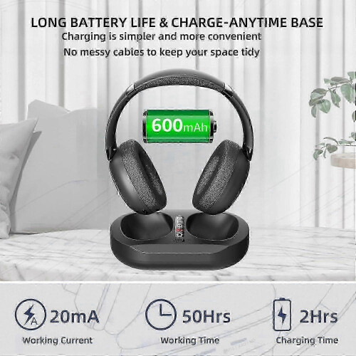 Wireless TV Headphones for Elderly with Transmitter Base and Dual Charging 2