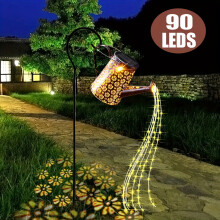 (Flower) Solar Watering Can Light, 90 LED Solar Faily String Lights Garden Ornaments Waterfall Shower Lights Art Lamps