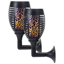 (2 Pack) Taylor & Brown Solar Wall Lights, LED Torch with Flickering Flame Waterproof Outdoor Solar Lamp