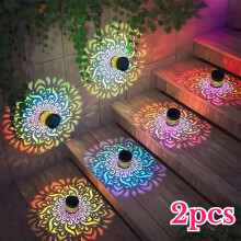 2pcs Color-Changing Multicolor Solar-Powered Home Decor Outdoor Courtyard Exterior Wall Lights