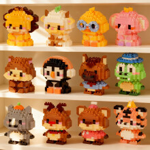 (Animal Series) 12 Kinds Of Animals Set Cute Cartoon Mini Animals Building Blocks Kids Toys, Tiger, Reindeer, Penguin, Lion, Sheep