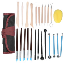 Modellierwerkzeug-Set mit Canvas-Rolltasche, doppelseitigen Detailwerkzeugen und Silikon-Prägestiften, inklusive Aufbewahrungstasche für