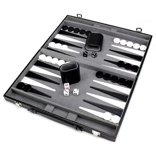 2X Classic Board Game with Leather Case Folding Board,Gift Package,Portable Travel Strategy Backgammon Game Set 1