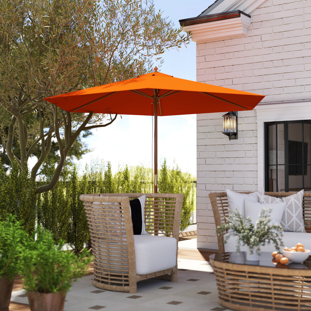 Outsunny 2.5M Wood Garden Parasol Sun Shade Outdoor Wooden Umbrella Canopy