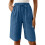 Womens Bermuda Shorts Knee Length Drawstring Elastic-blue L 1