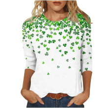 t Patricks Day Shirt Women 3/4 Sleeve Tops-dark green S