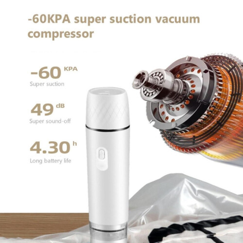 Machine de mise sous vide portable rechargeable pour la conservation des aliments par compression (blanche) 2
