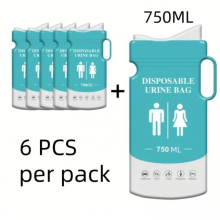 6er-Pack Camping-Urinbeutel, Einweg-Urinal und Kotzbeutel für Reisen und Staus (13 x 27 cm) – Besonderes Geschenk