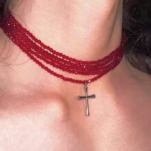 2024 Nuova collana rossa multistrato, collana monopezzo con bavaglino personalizzato e perline - Regalo speciale
