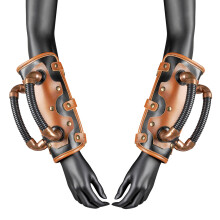 Brazalete medieval de cuero sintético estilo steampunk, guantelete retro de caballero, pulsera_Regalo especial