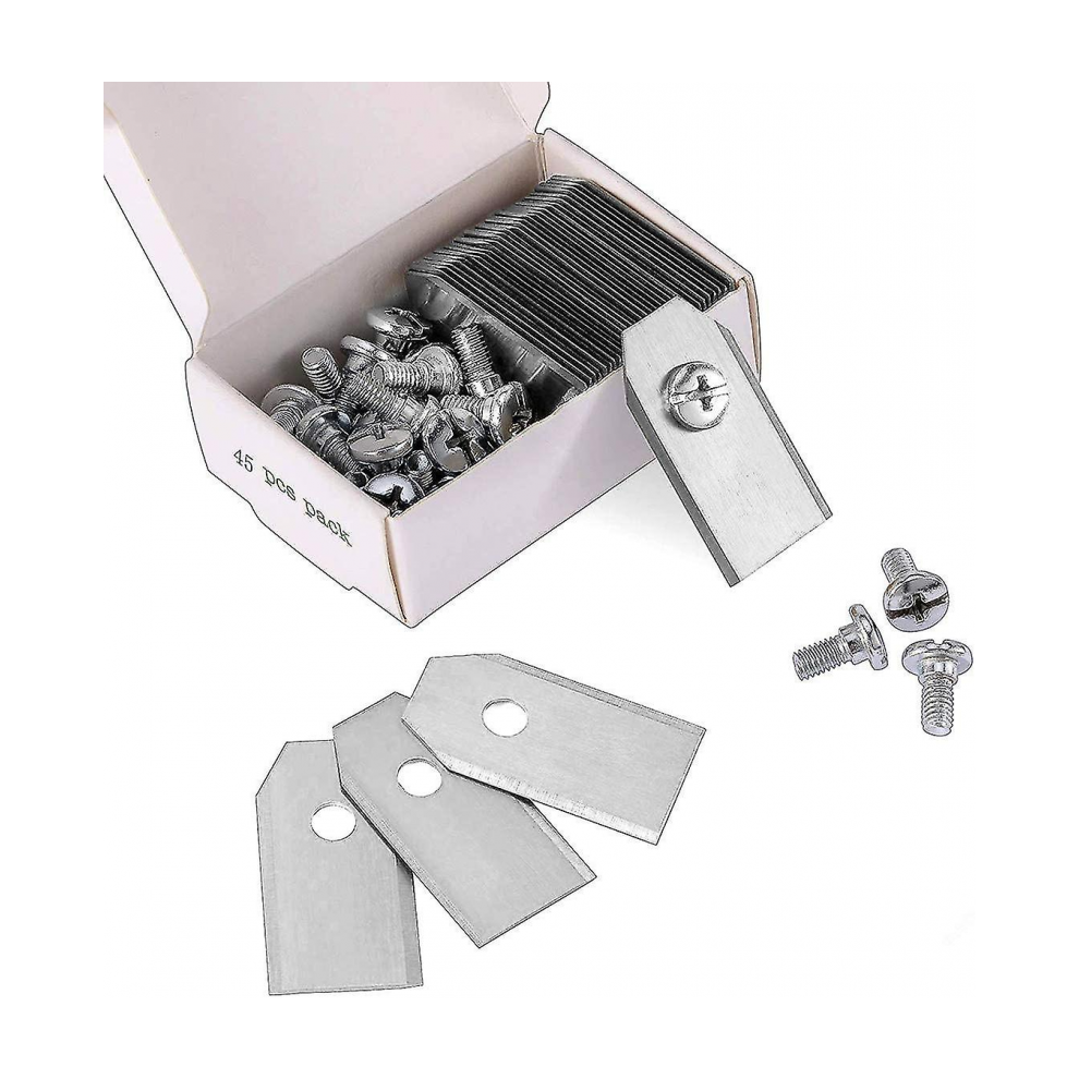 Silver 45 X Titanium Knife Blades Compatible All Husqvarn / Automower / Yardforce / Gardena Robotic Mowers (3G0.75mm) With 45 Screws, Replaceme_special Gift