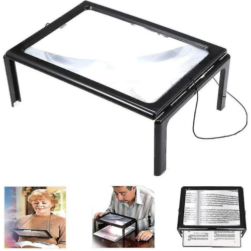 Rectangular Magnifier For Visually Impaired 3x Full Page Magnifier Magnifier With Hands-free Light_Special Gift