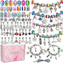 Kit per la creazione di braccialetti con ciondoli da 130 pezzi - Set di gioielli fai da te - Regalo speciale