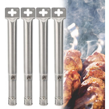 4 Stück universelle, verstellbare Edelstahl-Gasgrillbrenner mit geradem Rohr – Besonderes Geschenk