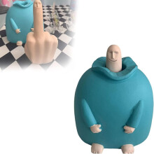 Funny middle finger ornament Smiling Little Blue Fat Funny Toy Ornament Boyfriend April Fool's Day Ornament_Special Gift