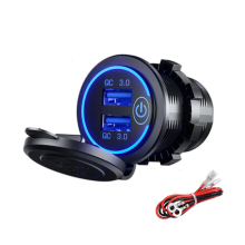 12-24V QC 3.0 Fast Dual USB Charger Touch Switch Waterproof Accessory compatible Motorcycle Car Truck Boat_Special Gift