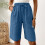 Womens Bermuda Shorts Knee Length Drawstring Elastic-blue L 5