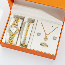 Quartz watch 5pcs women's watch set women's metal necklace earrings, ( accessories that can be combined with different clothing styles and bags)_Spec