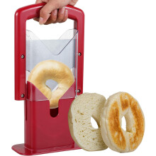 Snijmachine, roestvrijstalen bagelsnijder met antiaanbaklaag, broodsnijder, toastsnijder, multifunctionele, robuuste muffinsnijder, geschikt voor bag