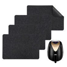 4pcs Heat Resistant Mat for Air Fryer Square 30*40cm,Felt and Silicone Heat Proof Mat with Appliance Sliders,Kitchen Worktop Protector for Coffee Mak