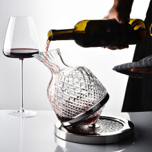 Gold Glass Base First-Level Wine Decanter + Red Stem Black Bottom Red Wine Glass Set Unique Gift Idea (Color Box) Gyroscopic Wine Decanter_Special Gi