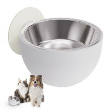 Ciotola per cani da parete, ciotola per cani in acciaio inossidabile, ciotole per animali domestici resistenti e anti-rovesciamento con ventose, ciot