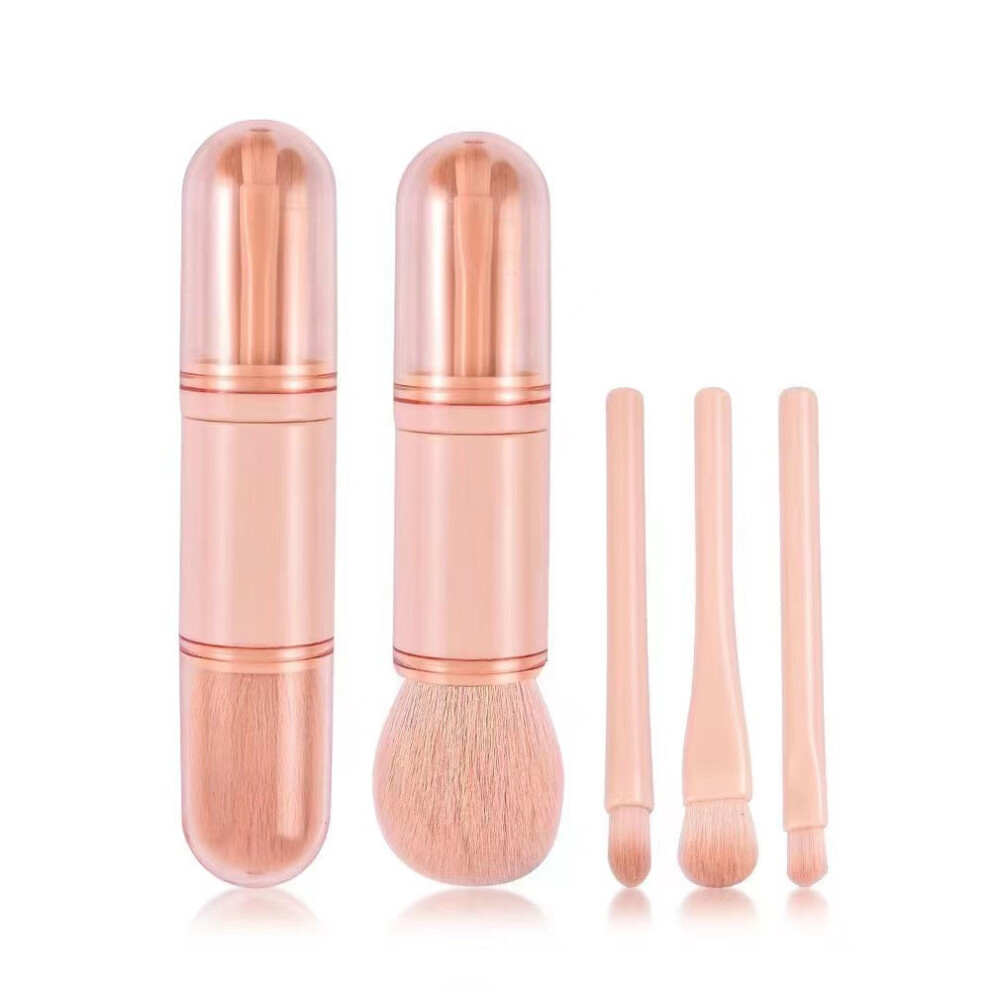 Travel Makeup Brushes Set: 4 in 1 Mini Cute Makeup Brush Retractable Professional Foundation Blending Powder Eye Shadow Brush for Women Facial Cosmet
