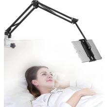 Tablethouder compatibel met bed, verstelbaar en opvouwbaar met 360 graden rotatie voor iPhone, iPad, mobiele telefoon, tablet, Kindle Fire of andere