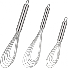 3 Pieces Stainless Steel Flat Whisk Handheld Steel Wire Whisk Egg Whisk For Whisking, Gravy Stirring, Dishwasher Safe_Special Gift
