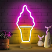 Ice Cream Neon Sign - Ice Cream Neon Lights For Bedroom Decorations - Battery/usb Powered Ice Cream Shaped Night Light With Stand - Ice Cream Led Sig
