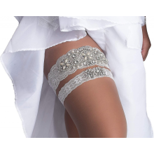 Wedding Bridal Garters For Bride Sexy Stretch Lace Bridal Garter Set With Clear Crystal Rhinestones & White Pearl | Elegant Stretchable Wedding Garte