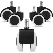 Office Chair Wheels 11mm - Pack Of 5 Furniture Castors 50mm Diameter Replacement Wheel Casters For Wooden, Laminate, Tile Floors - White_Special Gift