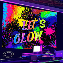 Neon Birthday Party Backdrop 7x5ft Glow In The Dark Graffiti Splatter Happy Birthday Party Banner Photography Background Lets Glow Dance Birthday Dec