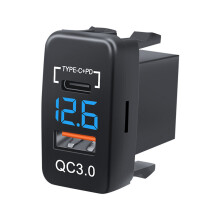 12-24V Dual USB Car Charger Socket Type-C PD QC3.0 LED Voltmeter Waterproof Fast Charge Adapter compatible Bus Trailer Boats Marine_Special Gift
