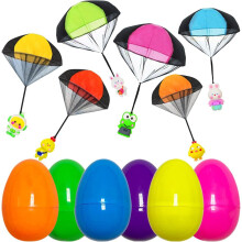Paaseieren met parachute, speelgoed voor in de paasmand, geschikt voor kinderen (meisjes en jongens), klittenvrij werpspeelgoed, paascadeautjes (6 st