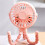 2X  Portable USB Rechargeable Silent  Fan 3 Speed Adjustable with Lighting Function for Car  Stroller 3
