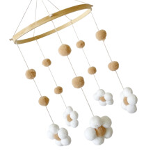 Baby Crib Mobile Felt Flower Baby Mobile for Crib-Light coffee