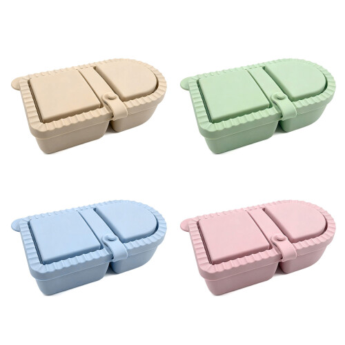 Siliconen snackscontainer met dubbel compartiment,-grijs blauw 1