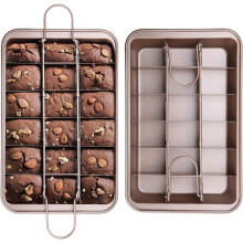 Ein Traum für Brownie-Liebhaber: Antihaft-Brownieform, herausnehmbare, vorgestanzte Trennwände für gleichmäßig große Quadrate, perfekt für