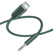 120cm Braided USB C To 3 5mm Male Sound-dark night green